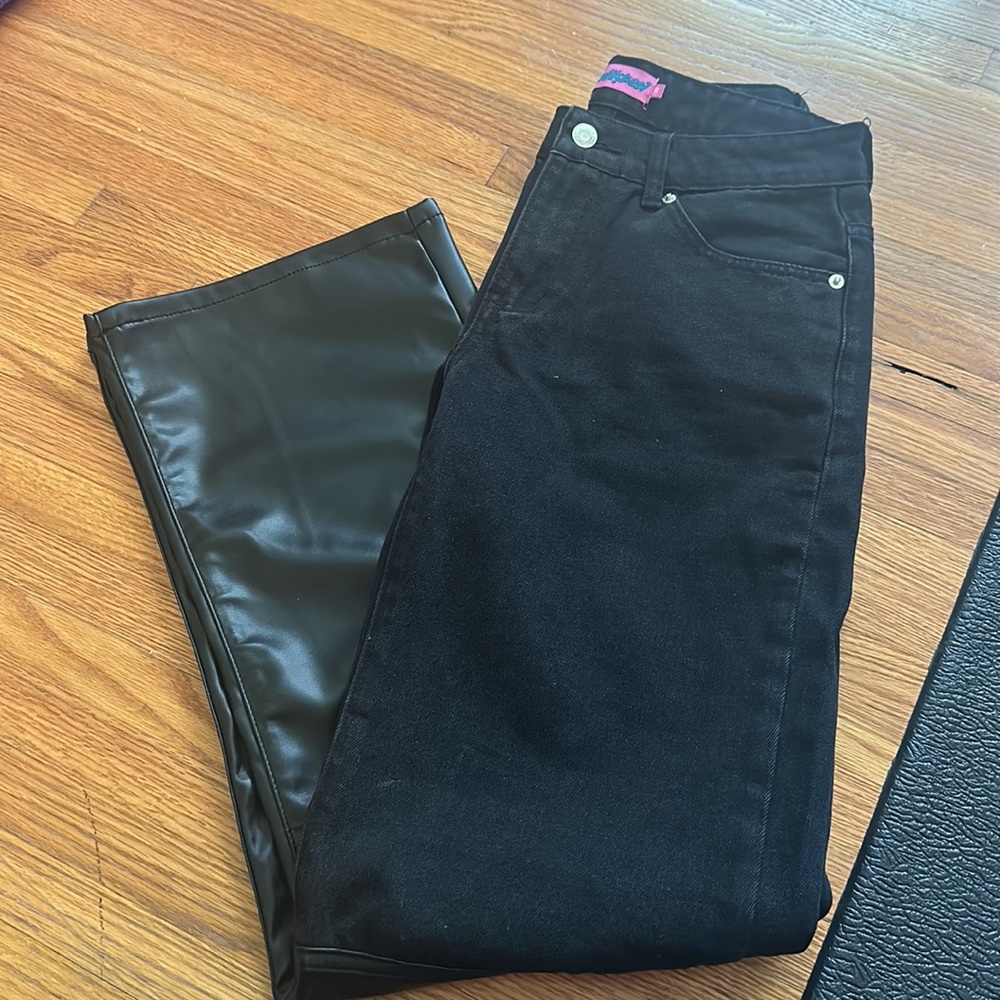 Edikted half leather pants half jeans